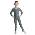 thumbnail image 1 of TiaoBug Kids Girls Long Sleeves Full Length Bodysuit Gymnastic Dance Jumpsuit athletic Unitard Grey XL, 1 of 7