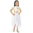thumbnail image 1 of TiaoBug Kids Girls Lyrical Dance Dress Color Block Asymmetrical Praise Worship Liturgical Costume Performance Dancewear White 14, 1 of 7