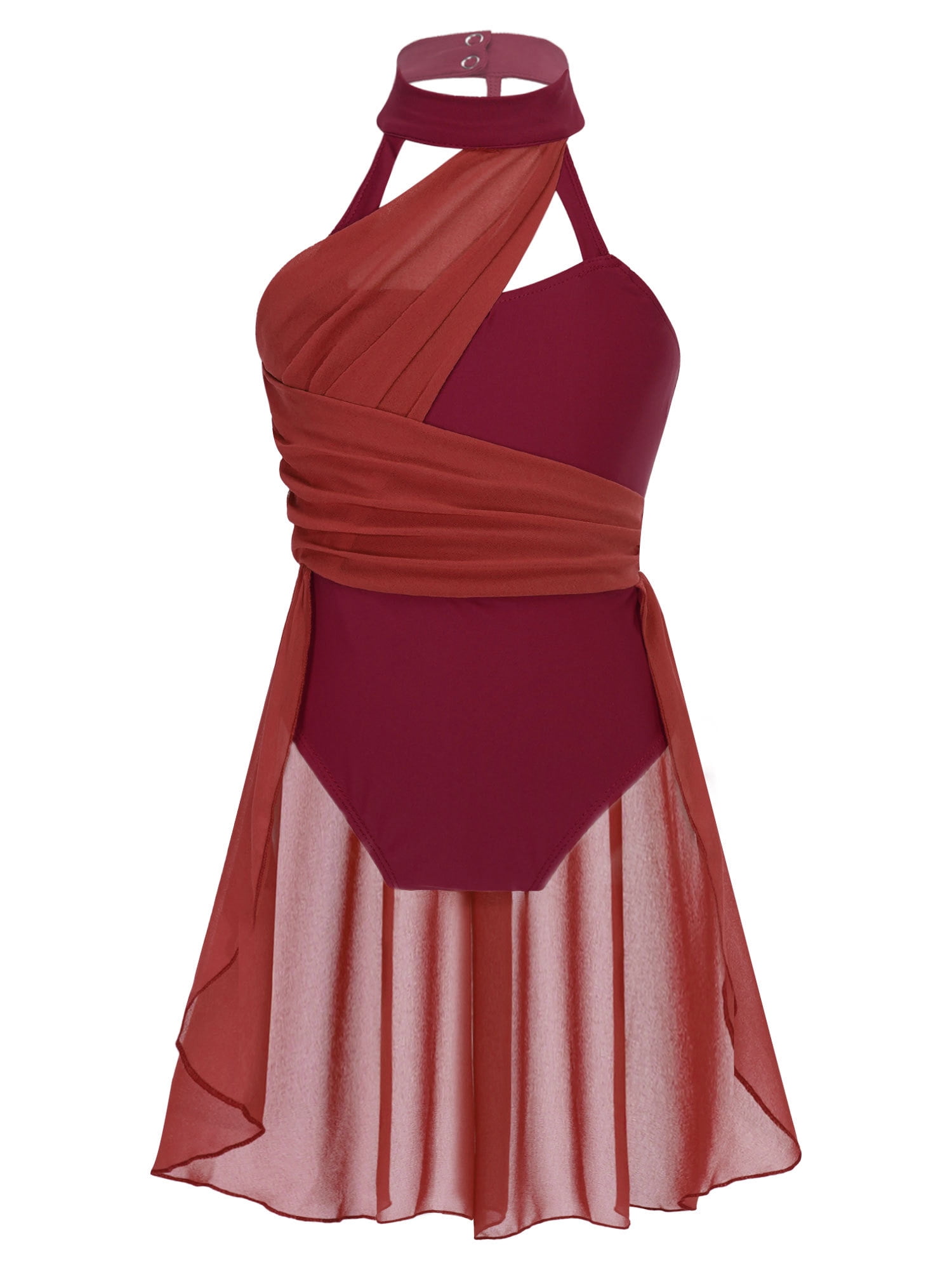 TiaoBug Kids Girls Lyrical Dance Dress Gymnastics Skirted Leotard