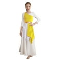 thumbnail image 1 of TiaoBug Kids Girls Lyrical Praise Dance Dress One Shoulder Colorblock Liturgical Worship Tunic Dancewear Yellow 6, 1 of 7
