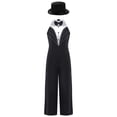thumbnail image 1 of TiaoBug Kids Girls Magician Outfit Sleeveless Bowtie Tuxedo Leotard Jazz Dance Jumpsuit with Hat Black 8, 1 of 5