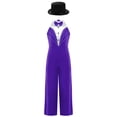 thumbnail image 1 of TiaoBug Kids Girls Magician Outfit Sleeveless Bowtie Tuxedo Leotard Jazz Dance Jumpsuit with Hat Purple 16, 1 of 5