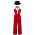 thumbnail image 1 of TiaoBug Kids Girls Magician Outfit Sleeveless Bowtie Tuxedo Leotard Jazz Dance Jumpsuit with Hat Red 14, 1 of 5