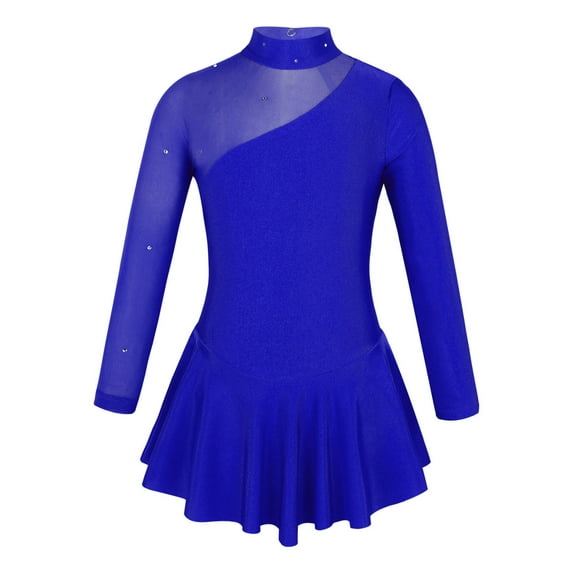 TiaoBug Kids Girls Mesh Splice Ballet Dance Dress Skating Leotard Tutu Skirt