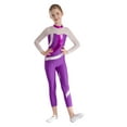 thumbnail image 1 of TiaoBug Kids Girls Metallic Gymnastics Dance Leotard Long Sleeve Unitard Full Length Bodysuit Purple 10, 1 of 8