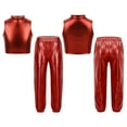 thumbnail image 1 of TiaoBug Kids Girls Metallic Sleeveless Mock Neck Crop Tank Top and Shiny Pants Set for Jazz Hip-Hop Dance Red 16, 1 of 6