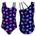 thumbnail image 1 of TiaoBug Kids Girls One Piece Dance Leotards Sleeveless Print Bodysuit Swimwear, 1 of 3