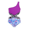 thumbnail image 1 of TiaoBug Kids Girls One Piece Swimsuit One Shoulder Swimwear Bikini Bathing Suit 4-16, 1 of 7