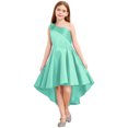 thumbnail image 1 of TiaoBug Kids Girls One Shoulder Flower Girl Wedding Bridesmaid Dress Sleeveless Princess High Low Dresses Turquoise 6, 1 of 6