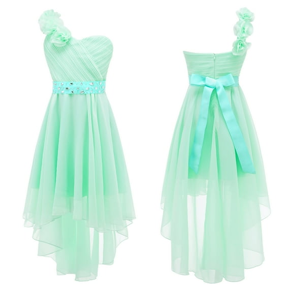 TiaoBug Kids Girls One-Shoulder Paryty Dress Wedding Bridesmaid Dresses