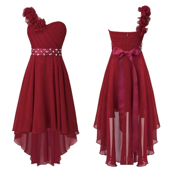 TiaoBug Kids Girls One-Shoulder Paryty Dress Wedding Bridesmaid Dresses