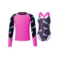 thumbnail image 1 of TiaoBug Kids Girls Printed Swimwear Long Sleeve Rash Guard Swim Top with One Piece Swimsuit Set Night Pegasus 14, 1 of 7