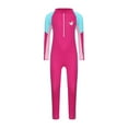 thumbnail image 1 of TiaoBug Kids Girls Rash Guard One Piece Swimsuit UV Sun Protection Long Sleeve Swimwear Wetsuit Hot Pink 7-8, 1 of 7