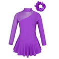 thumbnail image 1 of TiaoBug Kids Girls Rhinestone Figure Ice Roller Skating Dress with Hair Band Gymnastics Skirted Leotard Purple 12, 1 of 7