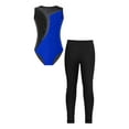 thumbnail image 1 of TiaoBug Kids Girls Rhinestones Sleeveless Gymnastics Dance Leotard Bodysuit And Leggings Pants Athletic Dancewear Royal Blue&Black 14, 1 of 7
