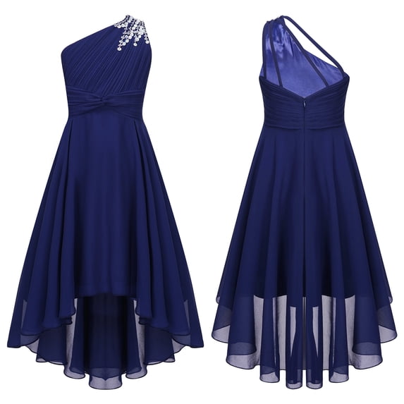 TiaoBug Kids Girls Sequin One Shoulder Pageant Formal Dress Bridesmaid Gown