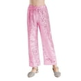 thumbnail image 1 of TiaoBug Kids Girls Sequin Sparkle Trousers Elastic Waistband Hip Hop Jazz Dance Straight Leg Pants Pink 6, 1 of 7