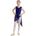 thumbnail image 1 of TiaoBug Kids Girls Sequined Ballet Lyrical Dance Dress Latin Dancing Costume Navy Blue 10, 1 of 7