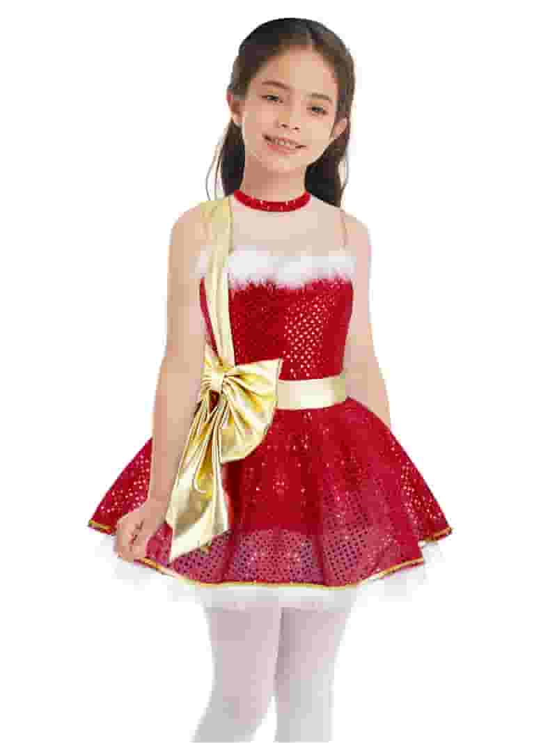 TiaoBug Kids Girls Sequins Ballet Tutu Dance Dress Santa TiaoBug Kids Girls Sequins Ballet Tutu Dance Dress Santa