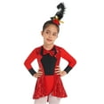 thumbnail image 1 of TiaoBug Kids Girls Sequins Circus Ringmaster Tuxedos Ballet Latin Dance Leotard Jazz Performance Dance Costume Red 14, 1 of 7