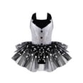 thumbnail image 1 of TiaoBug Kids Girls Sequins Ballet Dance Leotard Sleeveless Print Mesh Tutu Dress Ballerina Dacewear Black 10, 1 of 7