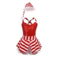 thumbnail image 1 of TiaoBug Kids Girls Sequins Sleeveless Ballet Dance Leotard Christmas Candy Cane Sriped Costume Red 10, 1 of 6