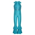 thumbnail image 1 of TiaoBug Kids Girls Sequins Sleeveless Gymnastics Leotard Metallic Flared Jumpsuit Jazz Dance Unitard Dancewear Blue 14, 1 of 7