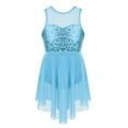 thumbnail image 1 of TiaoBug Kids Girls Sequins Sleeveless Mesh Ballet Leotard Modern Lyrical Dance Dress Criss-Cross Back Skating Dress Light Blue 8, 1 of 7