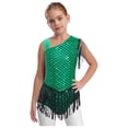 thumbnail image 1 of TiaoBug Kids Girls Sequins Tassels Gymnastics Leotards Ballet Modern Jazz Latin Dance Bodysuit Dancewear Top Green 5T, 1 of 7