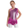 thumbnail image 1 of TiaoBug Kids Girls Sequins Tassels Gymnastics Leotards Ballet Modern Jazz Latin Dance Bodysuit Dancewear Top Hot Pink 10, 1 of 7