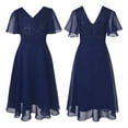 thumbnail image 1 of TiaoBug Kids Girls Sequins V Neck Bridesmaid Dress A-Line Pleated Chiffon Dresses, 1 of 5