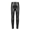 thumbnail image 1 of TiaoBug Kids Girls Shiny Metallic Leggings Bottoms Skinny Tights Pants Hip-Hop Jazz Street Dancewear Black 7-8, 1 of 6