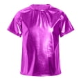 thumbnail image 1 of TiaoBug Kids Girls Shiny Metallic Short Sleeve T-Shirts Hip Hop Jazz Sports Dance Tops Purple 13-14, 1 of 5