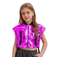 thumbnail image 1 of TiaoBug Kids Girls Shiny Metallic Zip Up Jacket Hip Hop Dance Performance Sparkly Cropped Tank Top Purple 6, 1 of 5