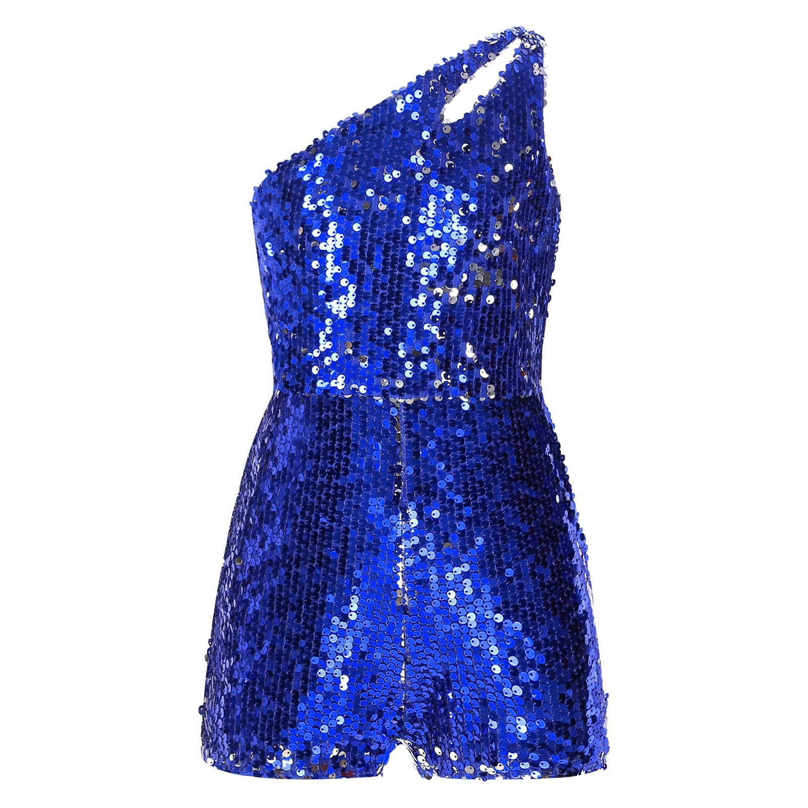 TiaoBug Kids Girls Shiny Sequin Bodysuit One Shoulders Sleeveless Dance ...