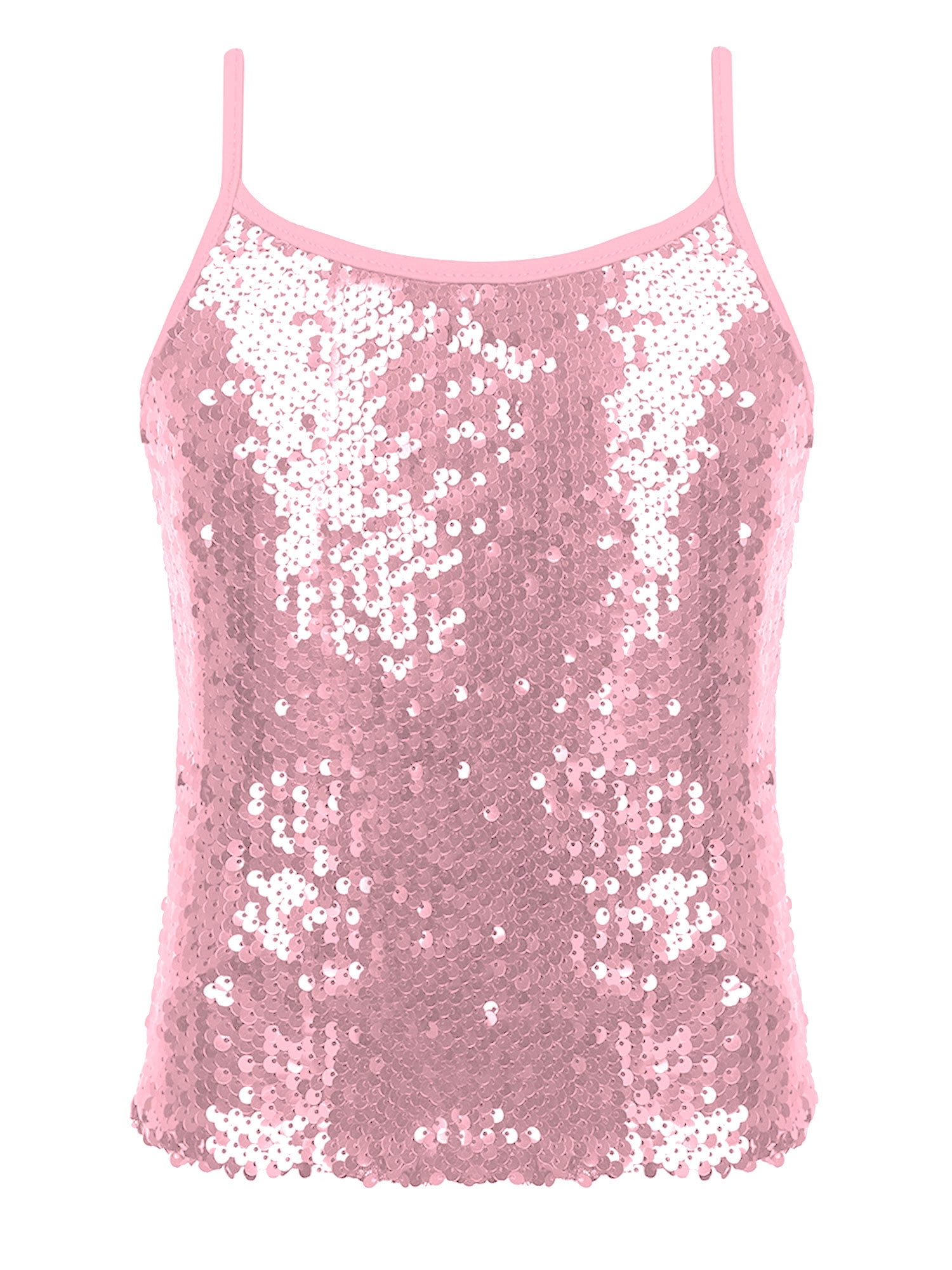 DPOIS Kids Girls Sparkly Sequins Jazz Camisole Tank Top