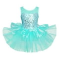 thumbnail image 1 of TiaoBug Kids Girls Shiny Sequins Ballet Gymnastic Tutu Dress Skating Performance Layered Skirt Leotard Green 4, 1 of 7