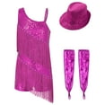 thumbnail image 1 of TiaoBug Kids Girls Shiny Tassel Latin Dance Dress Salsa Rumba Tango Outfits with Gloves Hat Set Hot Pink 14, 1 of 5