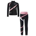 thumbnail image 1 of TiaoBug Kids Girls Skating Gymnastics Workout Outfits Shiny Long Sleeve Sweatshirt with Leggings Pants Suit Pink 12, 1 of 5