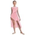 thumbnail image 1 of TiaoBug Kids Girls Sleeveless Ballet Lyrical Dance Dress High Low Asymmetric Tulle Figure Ice Skating Dress Pink 14, 1 of 7