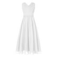 thumbnail image 1 of TiaoBug Kids Girls Sleeveless Chifon Wedding Dress Shiny V Neck Party Flower Girl Dresses Ivory 8, 1 of 5