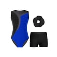 thumbnail image 1 of TiaoBug Kids Girls Sleeveless Dance Gymnastics Leotard Shorts with Hair Band Sports Outfits Royal Blue 12, 1 of 7