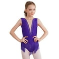 thumbnail image 1 of TiaoBug Kids Girls Sleeveless Fringed Rhythmic Gymnastics Dance Leotard Figure Skating Jumpsuit Purple 12, 1 of 6