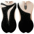 thumbnail image 1 of TiaoBug Kids Girls Sleeveless Gymnastic Leotard Shiny Diamond Mesh Patchwork Ballet Dance Bodysuit Black 12, 1 of 6