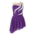 thumbnail image 1 of TiaoBug Kids Girls Sleeveless Sequins Figure Skating Dress Irregular Ballet Skirted Leotard Performance Dance Costume Purple 14, 1 of 5