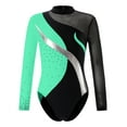 thumbnail image 1 of TiaoBug Kids Girls Sparkle Metallic Long Sleeve Gymnastics Leotard Unitard Tumbling Workout Ballet Dance Bodysuit Dancewear Mint Green 6, 1 of 5