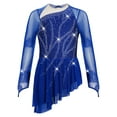 thumbnail image 1 of TiaoBug Kids Girls Sparkly Figure Skating Dress Long Sleeve Modern Lyrical Dance Dress for Competitions Blue 14, 1 of 5