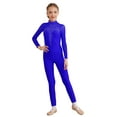 thumbnail image 1 of TiaoBug Kids Girls Sparkly Figure Skating Unitard Long Sleeve Full Body Gymnastic Leotard One Piece Dancewear Royal Blue 14, 1 of 7