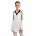 thumbnail image 1 of TiaoBug Kids Girls Sparkly Roller Figure Ice Skating Dress Mesh Splice Ballet Leotard with Gloves White 6, 1 of 7