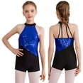 thumbnail image 1 of TiaoBug Kids Girls Sparkly Sequins Sleeveless Gymnastics Leotard Figure Ice Skating Dancewear Royal Blue 6, 1 of 6